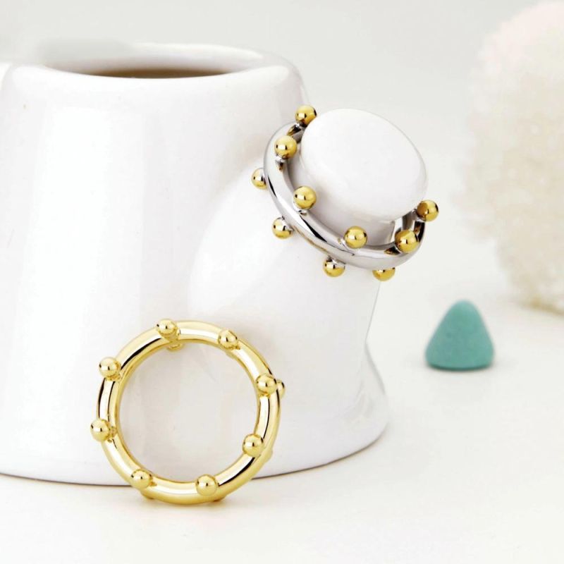 Gold Plating Groove Copper Ring with Beads