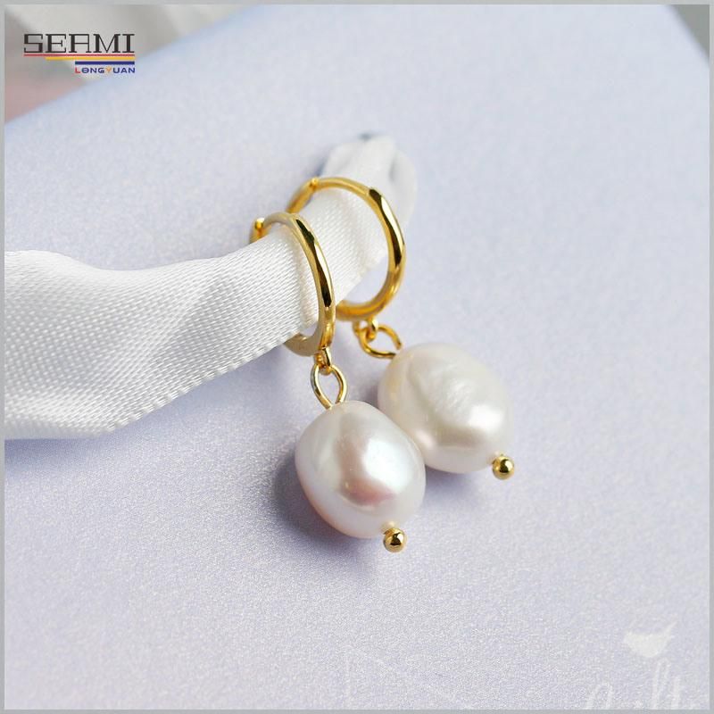 S925 Irregular Freshwater Pearl Stud Earrings