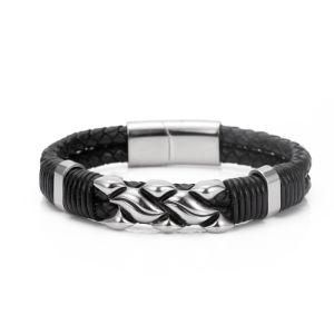 New Stylish &#160; Stainless &#160; Steel Accessory &#160; Men Double Weave Leather &#160; Bracelets