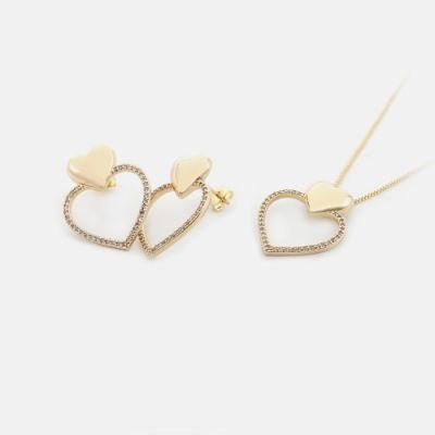 Wedding Gift Jewelry Set Elegant Heart Shape Necklace and Earrings Set