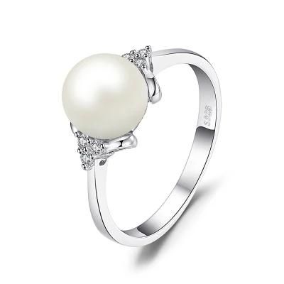 Classic Freshwater Pearl Ring 925 Sterling Silver Jewelry for Wedding/Engagement/Marriage
