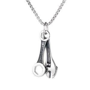 Stainless Steel Wrench Tool Pendant Necklace