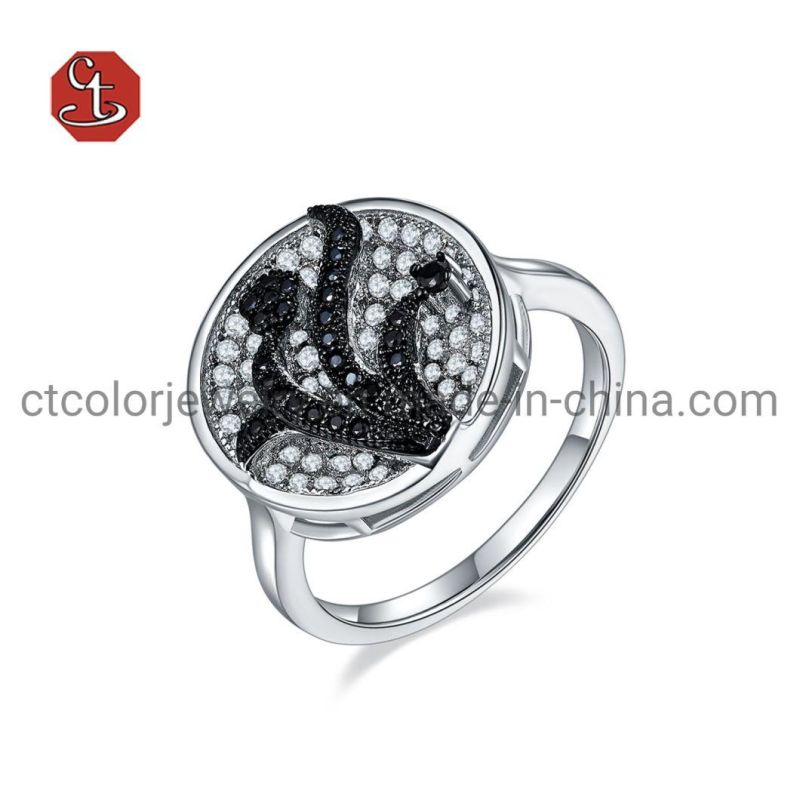 Two Tone Plated Color Rings for Jewelry Set Black Micro Wax Setting Ring