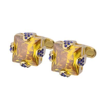 Gold Plating Men Yellow Cufflink Stainless Steel Plain Custom Cufflinks