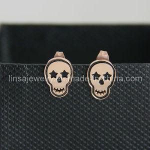 Rose Gold Stainless Steel Skull Earrings (SE055)