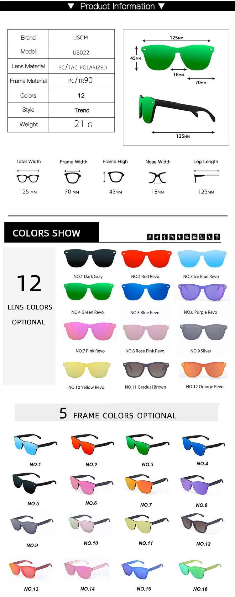 Usom Custom Logo Outdoor Driving Mirror Women Retro Luxury Sun Glasses UV400