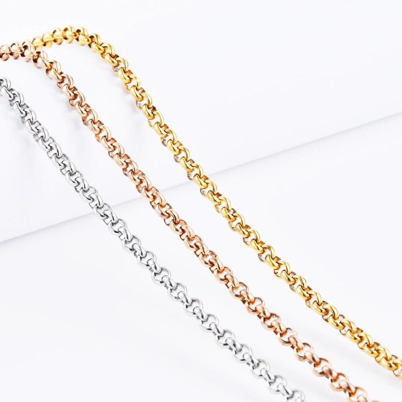 Not Fade 18K Gold Plated/ Silver Supplier Wholesale Stainless Steel Round Rolo Belcher Chain Jewelry for Accessories