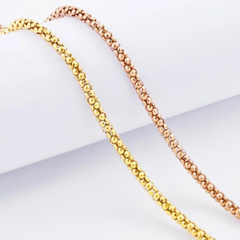 Gold Plated Stainless Steel Popular Corn Chain Bracelet Necklace Jewelry for Christmas Gifts