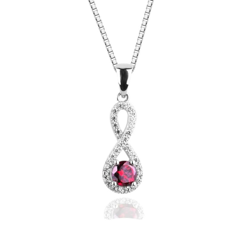 925 Sterling Silver Retro Garnet Earrings Female Fine Jewelry Infinity Earrings