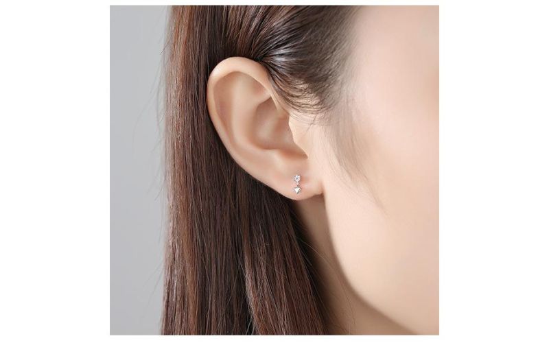 Mini Triangle V-Shaped Gold-Plated 925 Silver Earrings Stud