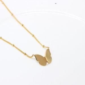 Dainty Women Jewelry Butterfly Charm Pendant Wholesale Customize Personalized 18K Gold Plated Stainless Steel Butterfly Necklace