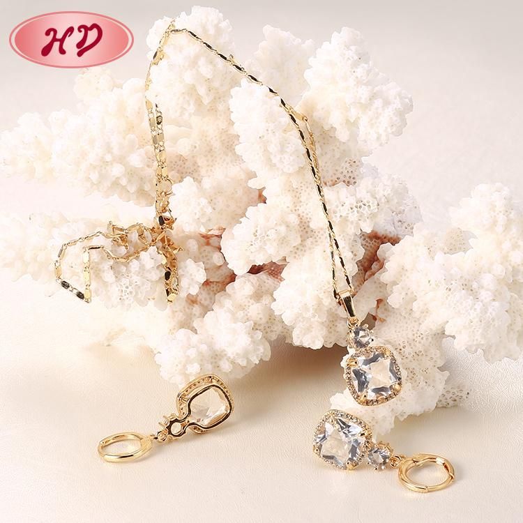 Beautiful Zircon Bridal Necklace Wedding Gold Ladies Jewelry Sets
