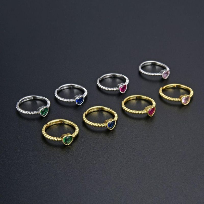 Billed Zircon CZ Color Drill Opening Adjustable Ring