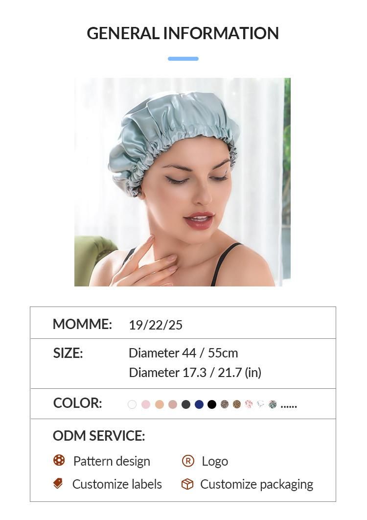 Wholesale Double Layer Large Customized Designer Women Sleeping Silk Hair Bonnets Hats with Logo