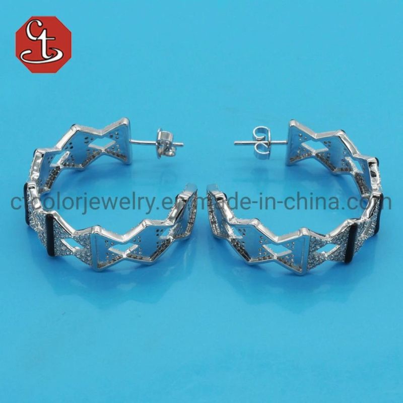 Hot Sales Silver or Brass Hoop Earring Fashion Enamel Silver Jewelry Round Earring Jewelry