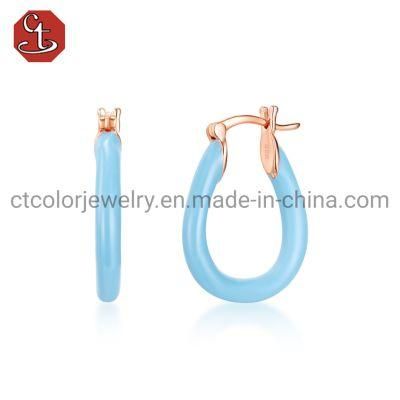 Wholesale High Quality Fashion Jewelry Brass 925 Silver Colourful Enamel Earrings