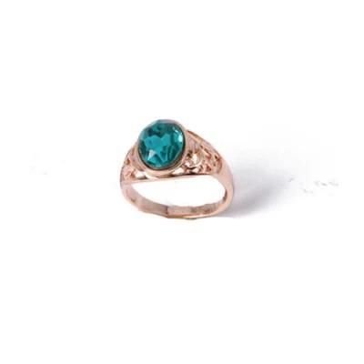 Wholesale Fashion Jewelry Gold Ring with Blue Rhinestone