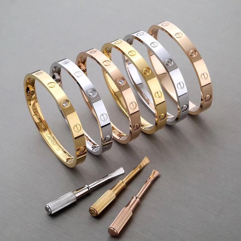 Jewelry 316 Stainless Steel Love Screwdriver Inlaid CZ Zircon Stone Bangle Bracelet Love Cross Design Bangles Bracelet