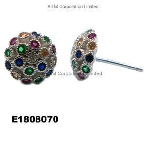 Popular Round Multi-Color Silver Earring