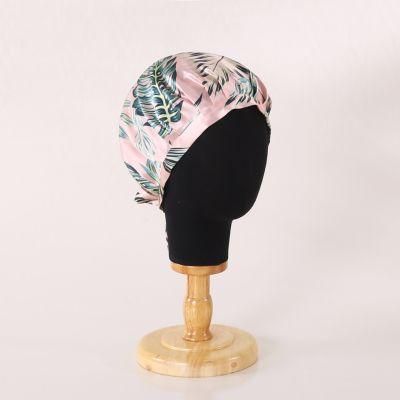 New Design Turban 100% Silk Bonnets with Elastic Band Silk Wrap Double Layer Bonnet Silk Nightcap