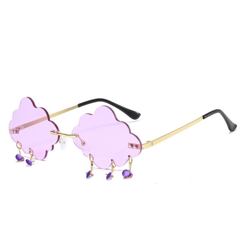 New Butterfly Shape Cut Rimless Sunglasses Fashion Dazzle Color Sunglasses