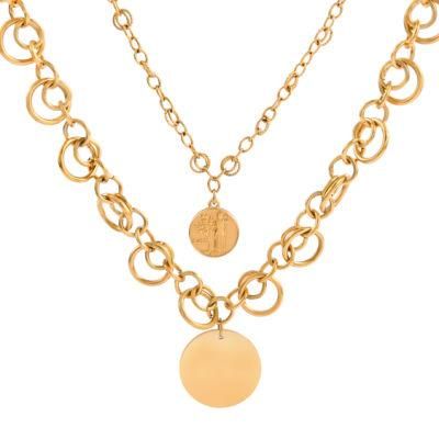 Trendy 18K Gold Plated Stainless Steel 52.5cm Layer Necklace for Women Handmade Jewelry