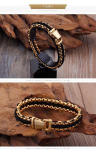 Fashion Design Jewelry Rope Leather Stainless Steel Chain &#160; Men&prime;s Bracelet