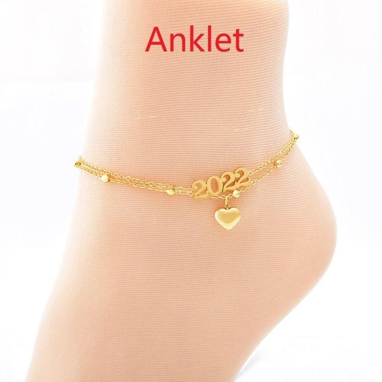 Manufacturer Customized High-Quality Fashion Jewelry Wholesale Women′s Anklet Gold-Plated Stainless Steel