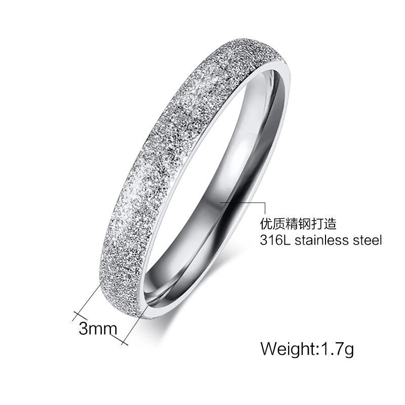 Women Rose Gold/Gold/ Silver Wedding Ring Unique Sandblast Glitter Bling