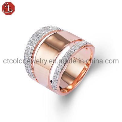 925 Sterling Silver Fashion Jewelry Rose Gold Plated Luxury Ring for Women