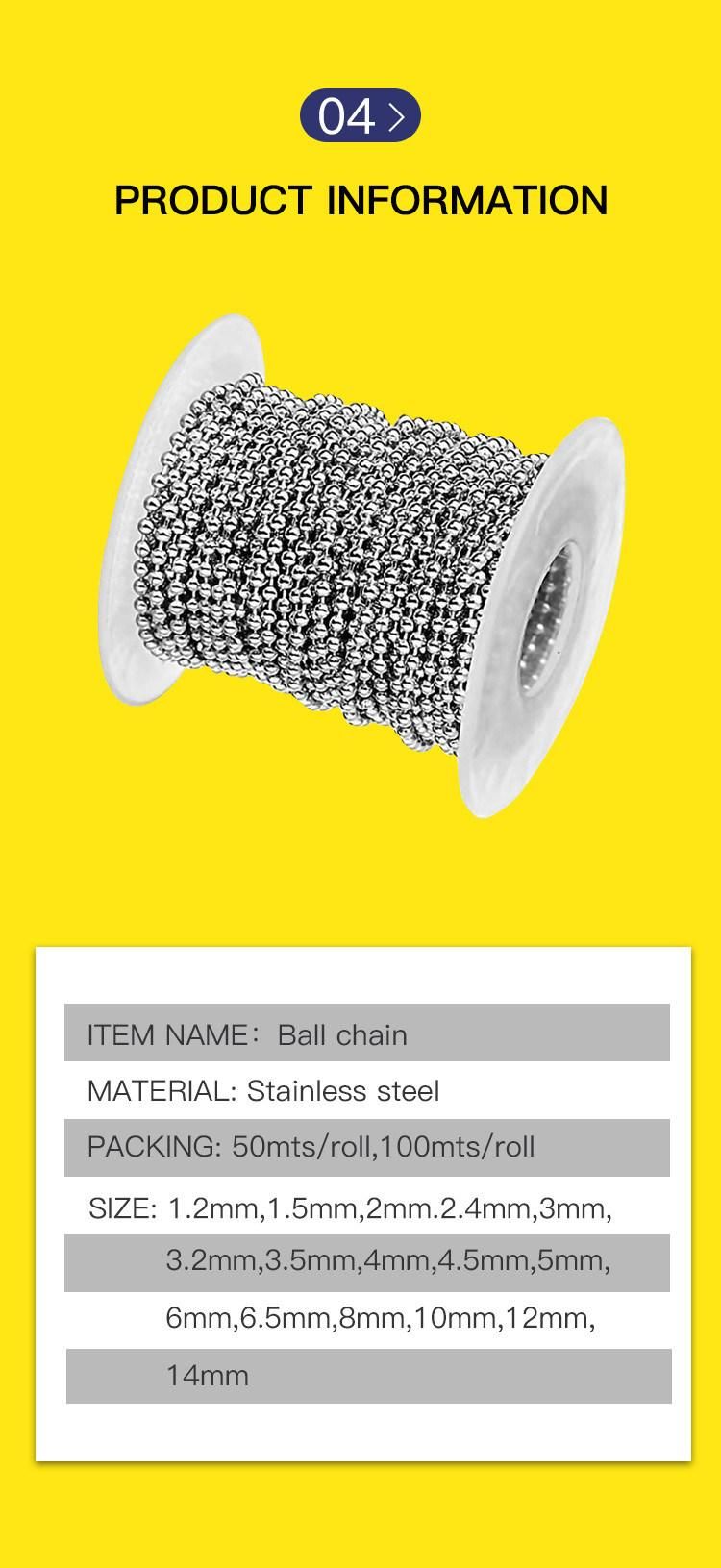 1.5mm Fashion Silver Color Stainless Steel Ball Chain in Spool