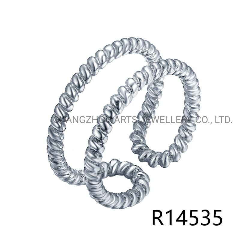 Hot Korean Line Chain 925 Sterling Silver Open Adjustable Ring