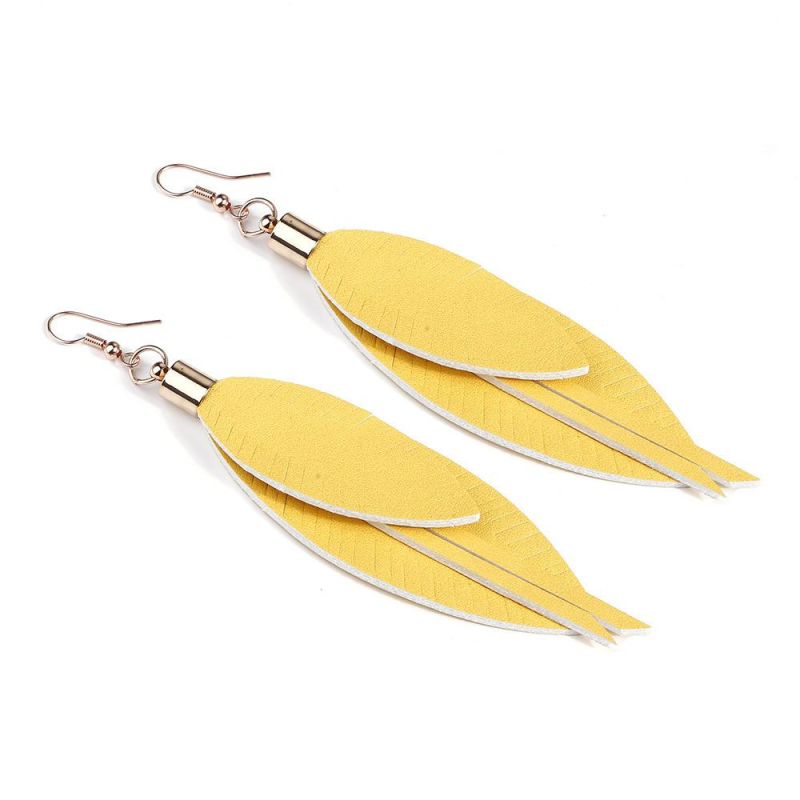 New Fashion Jewelry PU Leather Leaves Drop Earings for Women