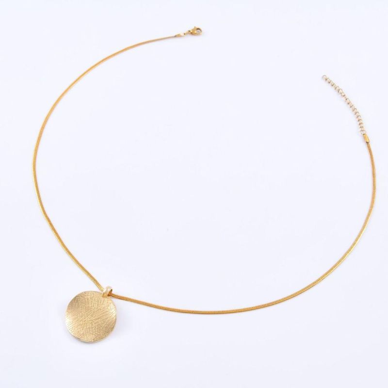 New Fashion Round Coin Pendant Necklace Gold Plated 316 Stainless Steel Necklaces for Lady Men