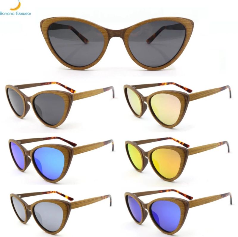 Design Sunglasses Fashion Cat Eye Wooden Sunglasses Ready to Ship