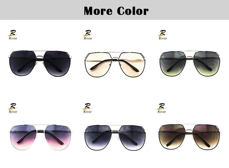 Oversize Top Flat Metal Frame Women Wholesale Sunglasses