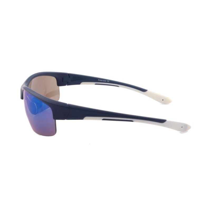 Half Frame Mirrored Lens Sports Sunglasses