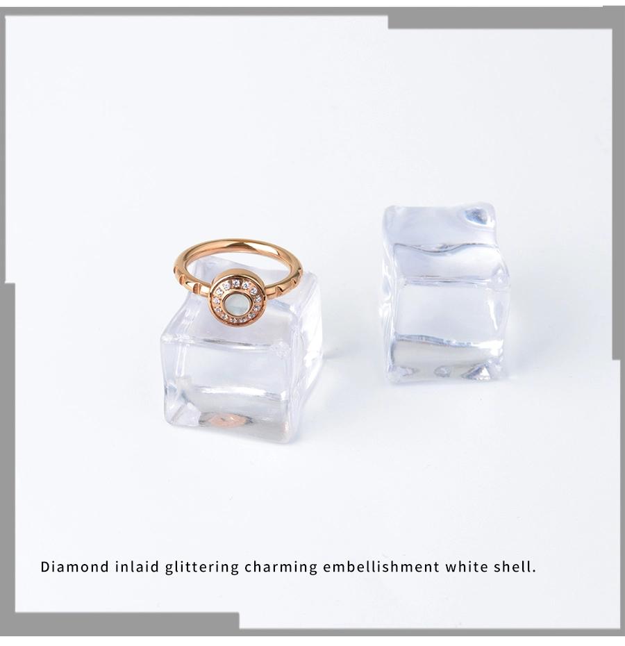 Fashion Ol Fresh Diamond Core White Shell Female Ring Ring