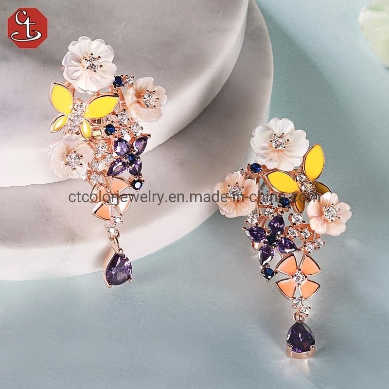 2022 latest hot 925 silver earrings jewelry MOP flower for women