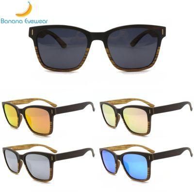 2020 Squarish Oversized Ebony Zebra Wooden Polarized Sunglasses