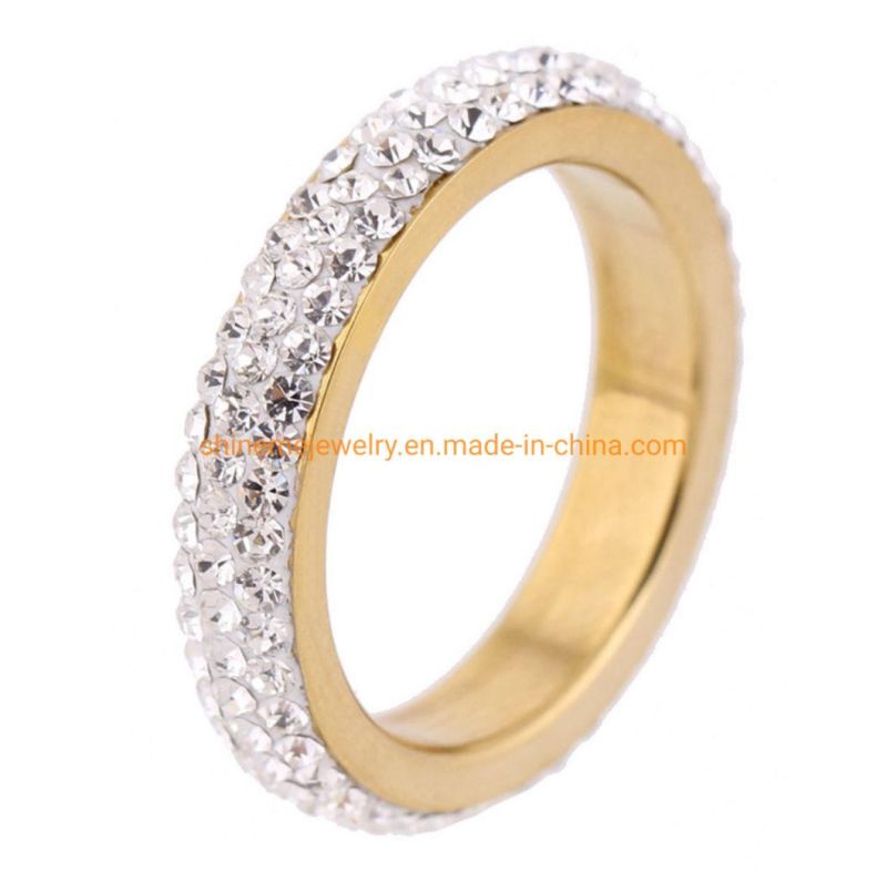 Factory Direct Sales Simple Diamond Curved Ring Stainless Steel Mud Diamond Ring European and American Style Ring Ladies Jewelry SSR2619