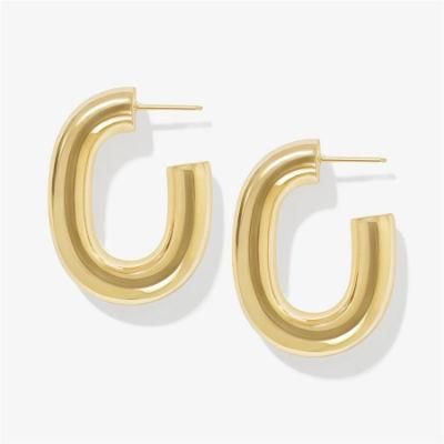 Wholesale Gold Plated Hot Sale Brass Rectangle Geometric Big Statement Hoop Earrings for Women Jewelry Gifts