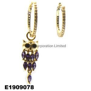Fashion Jewelry/Silver Earring/Brass/Owl Earring with Gold Plated