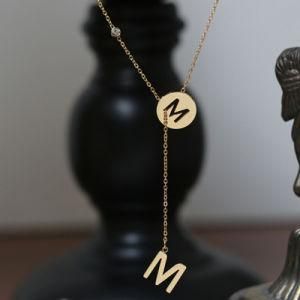 18K Rose Gold Gold Plated Stainless Steel Initial Double Letter M Necklace