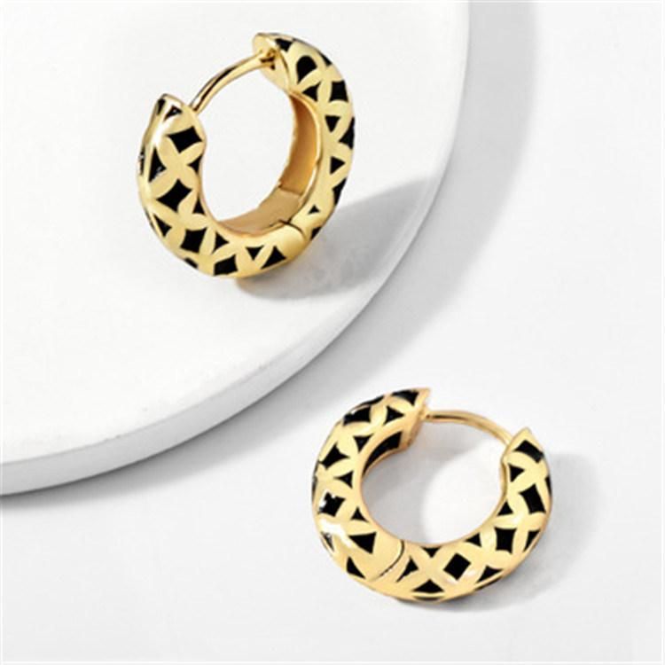 Luxury Lady Copper Electroplate Enamel Circle Hook Earring