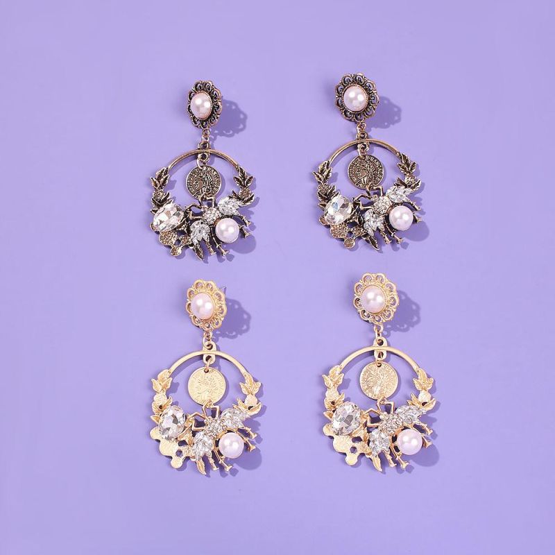 New Fashion Jewelry Courtly Elegant Big Diamond Crystal Earring with Imitation Pearl