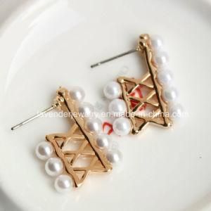 Jewelry Accessory Gold Plated with Pearl Stud Earrings for Female