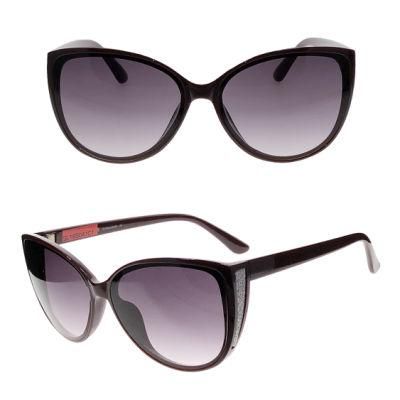Cat Eye Ladies Fashion Sunglasses with Shiny Leather