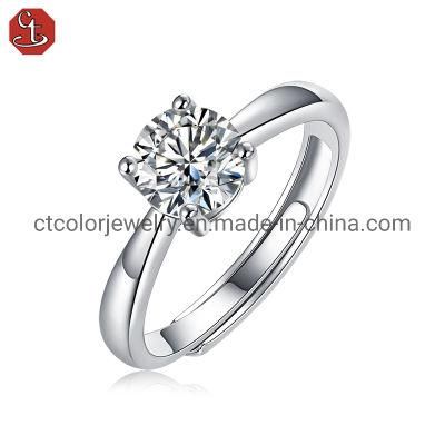 Wholesale Jewellery 1 CT Wedding Moissanite Diamond Ring Fashion Jewelry for Women