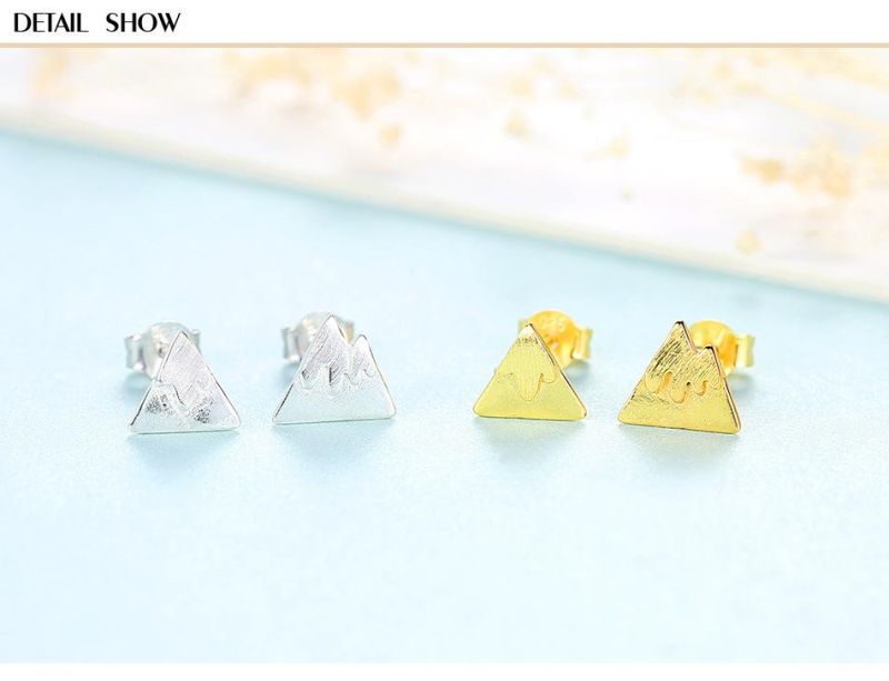 Hot Sale Volcanic and Snow Mountain Design 925 Sterling Silver Ear Stud